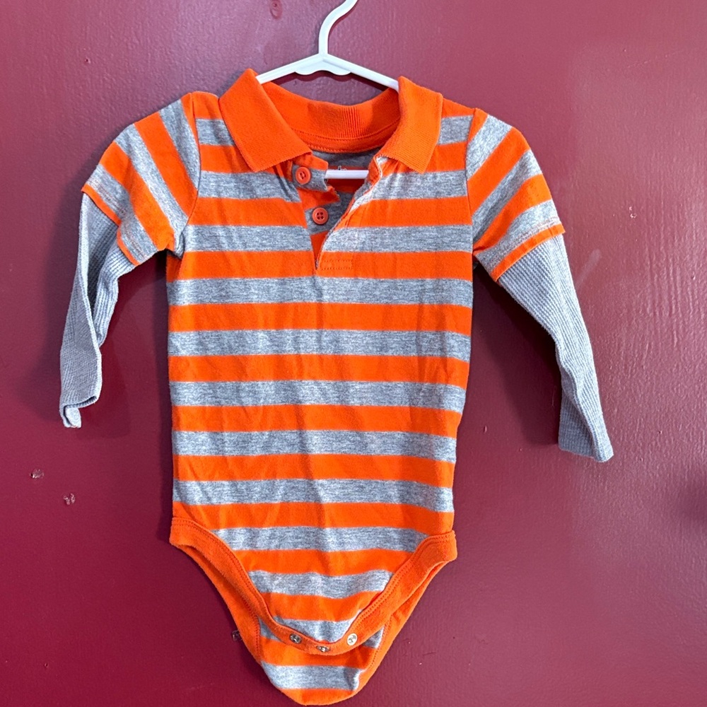 Garanimals Orange and Gray Striped Bodysuit
